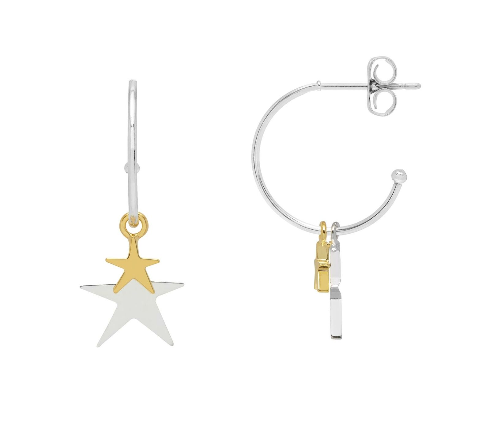 Estella Bartlett Silver and Gold Plated Double Star Drop Earrings ...